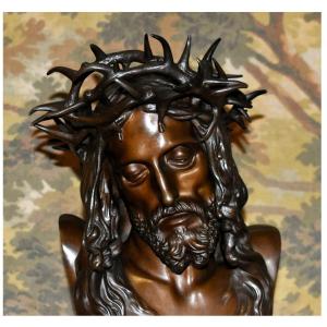 François Rude, Bronze Bust Of Christ, Jesus And The Crown Of Thorns, Fumière-thiebaut