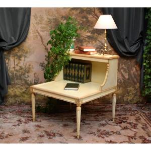  Painted Wooden Bookcase, Side Table, Bedside Table, End Table, Louis XVI Style