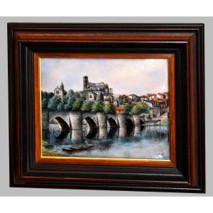 Pont Saint Etienne, Abbessaille District In Limoges, Enamel On Copper Plate, André Bureau