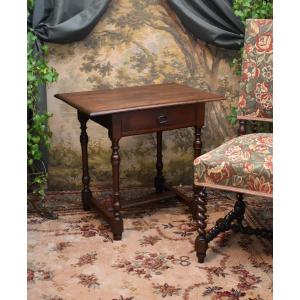 Small Side Table, Small Desk Or Folding Cabinet In Louis XIII - Louis XIV Style Oak