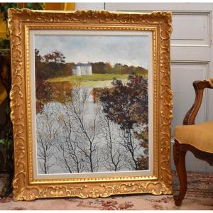 Michel Roy Dit Michel Saint Alban, View Of The Château De La Verrerie And Its Pond, Landscape.