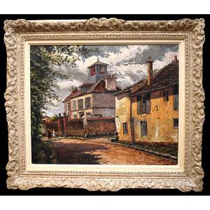 René Bondenet, Lively Street Scene 1944, Lively City Scene, Montparnasse Setting, Wissous