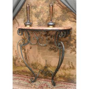 Wrought Iron Console Table With Marble Top
