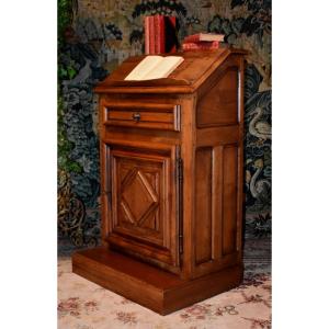Louis XIII Style Oratory, Desk And Writing Desk, Solid Walnut Priest