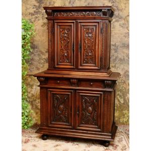 Renaissance Diminutive Buffet, Double Recessed Body, Solid Walnut, Early 17th Century