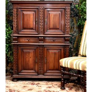 4-door Sideboard, Walnut, Renaissance - Louis XIII Period, Four-leaf Wardrobe, 17th Century