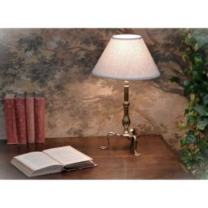 Bronze Lamp Base, Baluster Shaft, Tripod Base, Lampshade.