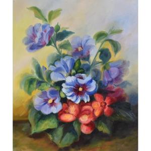 Painting Bouquet Of Flowers, Oil On Canvas , Still Life Painting