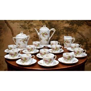 Plainemaison Limoges Porcelain Coffee Or Tea Service, Late 19th Century, Louis XV Rocaille Style