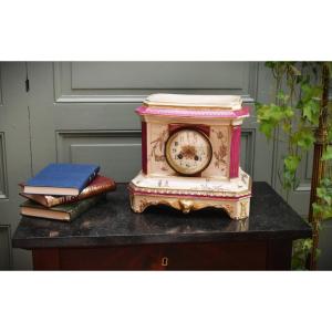 Ceramic Wall Clock, Earthenware With Floral, Insect, And Bird Motifs,