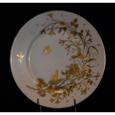 Limoges Porcelain Plate Art Nouveau, Painted Hand Painted Decor