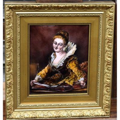 Portrait On Plate In Email Signed J.grangé. Limoges Enamels;