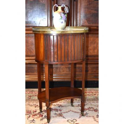 Small Salon Side Table, Drum Shape, Mahogany Bedside.