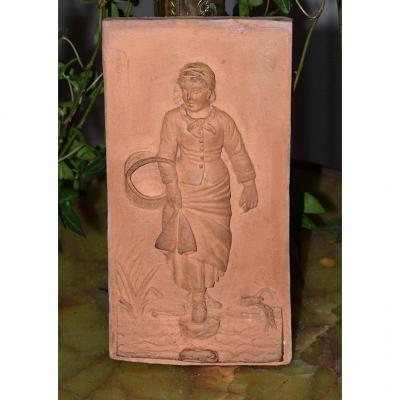 Plaque Terracotta Signed V. Ficatier 1896
