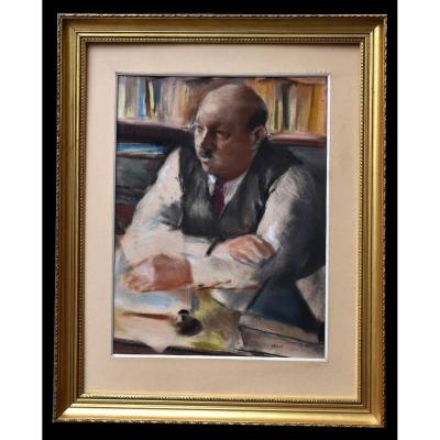Edmond Amédée Heuzé (1884-1967). Pastel, Portrait De Maurice Bigot Directeur du journal l'Intransigeant, Presse .