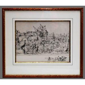Brouet Auguste (1872-1941) Engraving The Flea Market