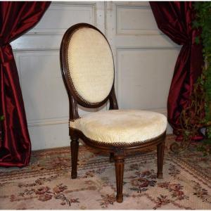 Louis XVI Style Fireside Chair, Nanny Low Chair Late Nineteenth Century.