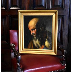 Nineteenth French School. Portrait Of A Bearded Old Man, Painting To Be Restored.