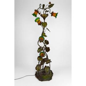 Japanese Heron Floor Lamp, Art Nouveau, France, Circa 1900