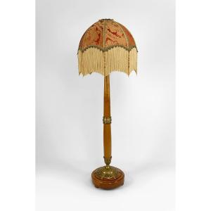 Art Nouveau Floor Lamp In Cherry By Paul Follot, Circa 1920