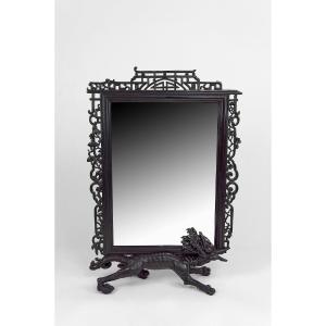 Japanese Style Viardot Mirror With Dragon, Circa 1880