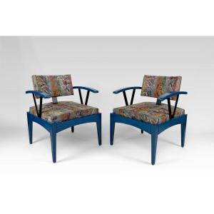 Pair Of Modernist Baumann Armchairs, France, 1970s/80s