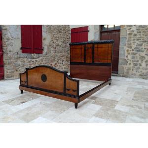 Art Deco Bed, Carved Wood, France, Circa 1920