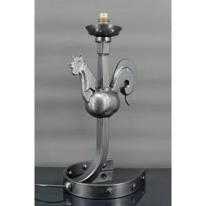 Rooster Lamp In Wrought Iron, Circa 1950