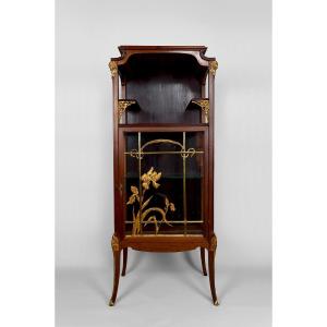 Art Nouveau Display Cabinet, Gilded Bronzes On A Floral Theme, France, Circa 1900