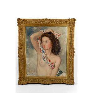 Nude Portrait Of A Young Woman With A Headscarf, Maurice Ehlinger, Circa 1940