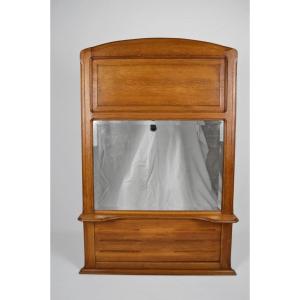 Fireplace Mirror / Trumeau, Oak, Att. M. Gallerey, Art Nouveau Circa 1910