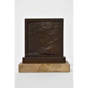 Beethoven Memorial Bronze By Henri Dropsy, France, 1927