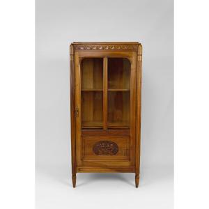 Art Deco Walnut Display Cabinet / Bookcase, France, Circa 1920