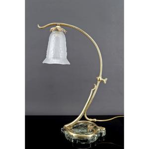 Important Bronze And Marble Table Lamp, Art Nouveau, France, Circa 1890