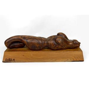 Important Sculpture Of A Woman's Body, Cedar And Oak, Brutalism, France, Circa 1970