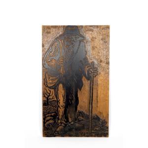 Woodcut Plate / Matrix, "le Chemineau", France, 1978
