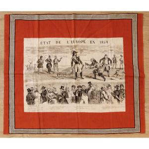 Printed Scarf - Europe In 1854 - Buquet Rouen