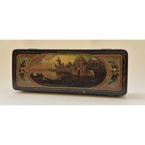 Weighing Case With Marine Decoration In Martin Varnish, Circa 1820