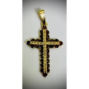 Gold Cross And Garnets.
