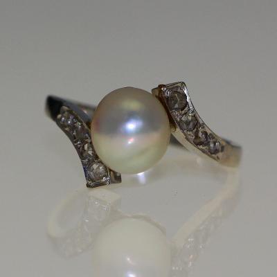 Pearl And Diamond Ring 1920-1930.