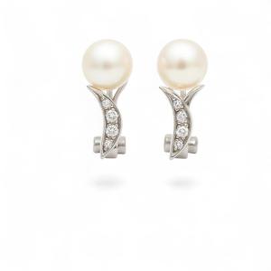 Pearl And Diamond Earrings