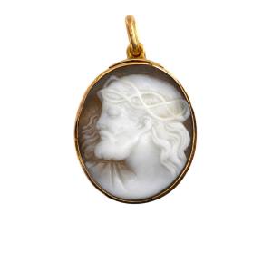 Antique Cameo On Carnelian Pendant