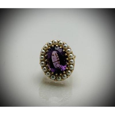 Amethyst And Pearls Ring