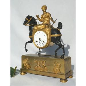 Clock In Gilt Bronze First Empire Period, La Laitiere After Louis Croutelle 1807