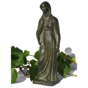 Art Deco Terracotta Sculpture, Young Tanagra Woman, Joseph Armengol / Joseph Bernard 1930