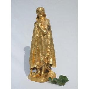 Orientalist Bronze, Young Berber Signed Marius Joseph Sain, Foundry Stamp
