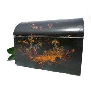 Jewelry Box / Couture, Painted Wood Chinese Decor, Napoleon III Style, Nineteenth