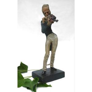 Caricature Of The Violinist Niccolò Paganini By Jean Pierre Dantan, The Younger, Polychrome Plaster