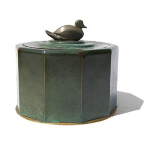 Art Deco Biscuit Box, Bonbonniere Christofle Around 1920-1930, Christian Fjerdingstad, Dinanderie