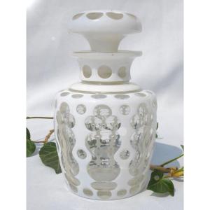 Bohemian Overlay Crystal Tea Box Nineteenth Century Spice Cellar Napoleon III Perfume Bottle